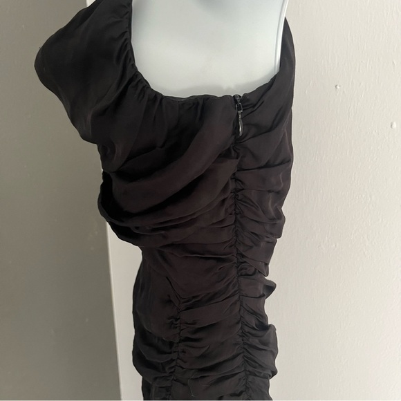 Anthropologie Atoir Sequoia Ruched Black Thigh Slit Criss Cross Dress Size 4 - Picture 13 of 16